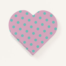 Polka Dot Heart Notebook (Pink & Aqua) Notizblock