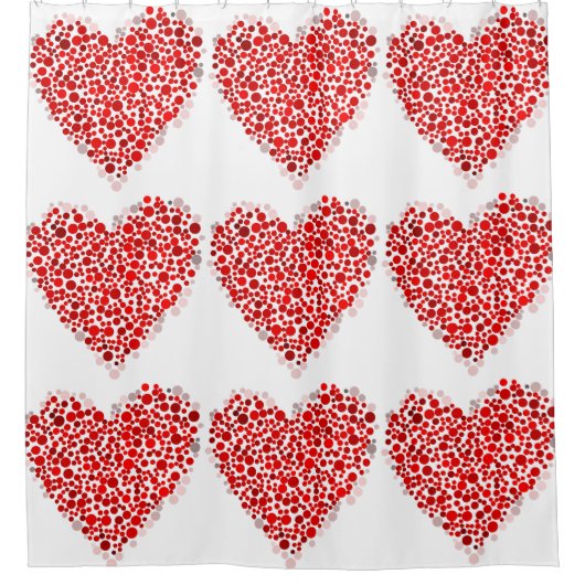 Polka Dot Heart Pattern Duschvorhang (Vorderseite)