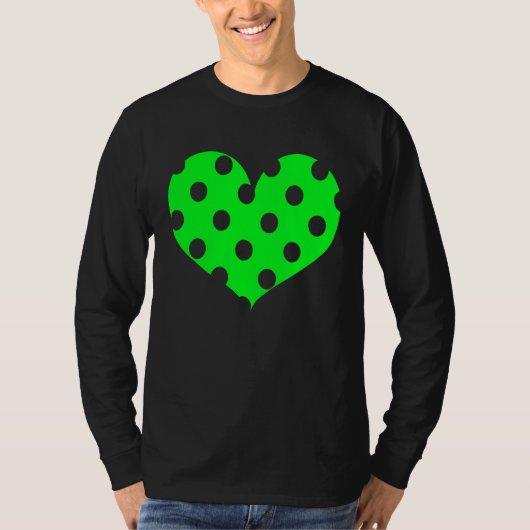 Polka Dot Heart Plain Color BRIGHT GREEN T-Shirt (Vorderseite)