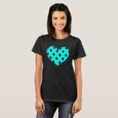 Polka Dot Heart Schlicht Color Aqua T-Shirt (Vorne ganz)