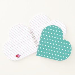 Polka Dot Heart Shaped Notebook (Aqua & White) Notizblock