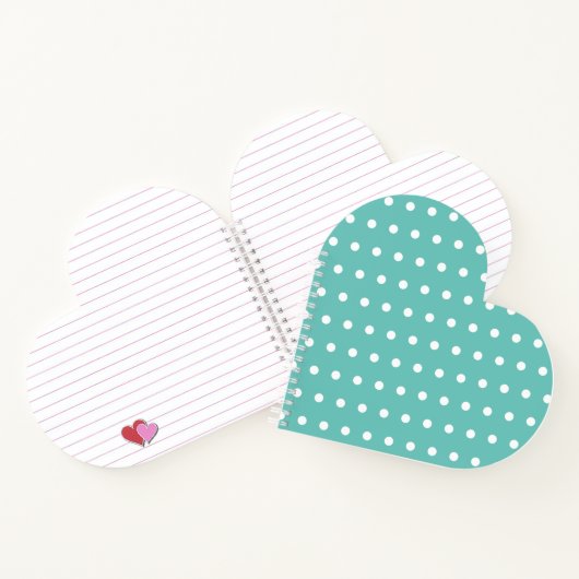 Polka Dot Heart Shaped Notebook (Aqua & White) Notizblock (Innenseite)