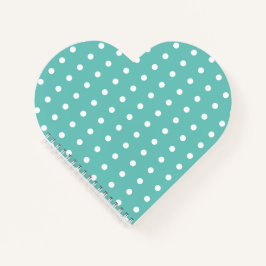 Polka Dot Heart Shaped Notebook (Aqua & White) Notizblock