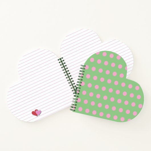 Polka Dot Heart Shaped Notebook (Sage Green) Notizblock (Innenseite)