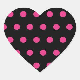Polka Dot Heart Stickers (Black & Neon Pink)