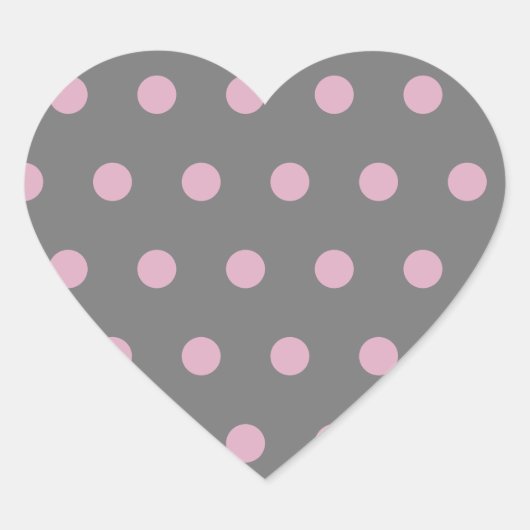 Polka Dot Heart Stickers (dunkelgrau und weich ros (Vorderseite)