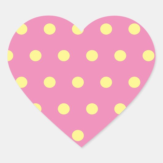 Polka Dot Heart Stickers (rosa & weich gelb) (Vorderseite)