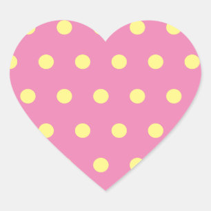 Polka Dot Heart Stickers (rosa & weich gelb)