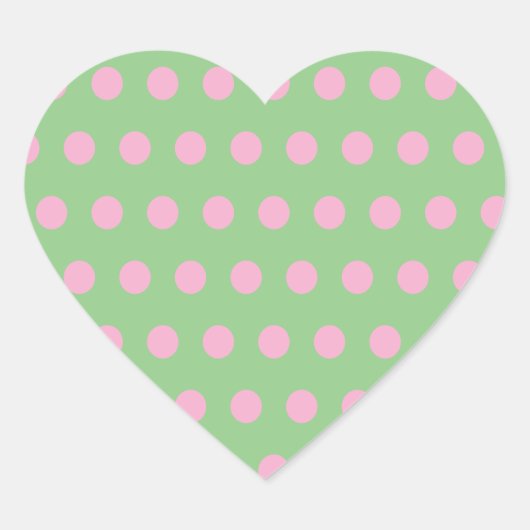 Polka Dot Heart Stickers (Sage Green & Pastel Pink (Vorderseite)