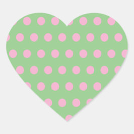 Polka Dot Heart Stickers (Sage Green & Pastel Pink