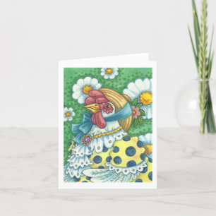 POLKA DOT HEN, CHICKEN PORTRAIT NOTE CARD Blank Karte