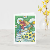 POLKA DOT HEN, CHICKEN PORTRAIT NOTE CARD Blank Karte (Gelbe Blume)