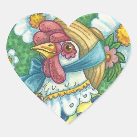 POLKA DOT HEN, CHICKEN STICKERS Herz, Blatt (Vorderseite)