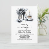 Polka Dot High Heel Shoes 90th Birthday Einladung (Stehend Vorderseite)