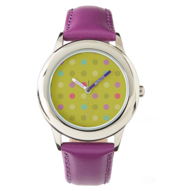 Polka-dot-Hintergrundmuster Armbanduhr (Vorderseite)
