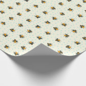 Polka Dot Honey Bees Antikes Weiß Geschenkpapier (Ecke)