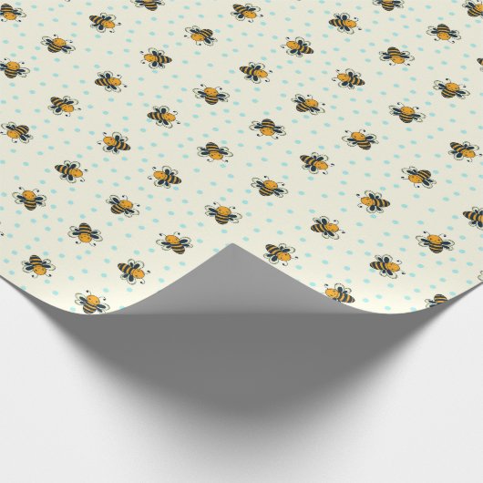 Polka Dot Honey Bees Antikes Weiß Geschenkpapier (Ecke)