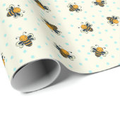 Polka Dot Honey Bees Antikes Weiß Geschenkpapier (Rolleneckpunkt)