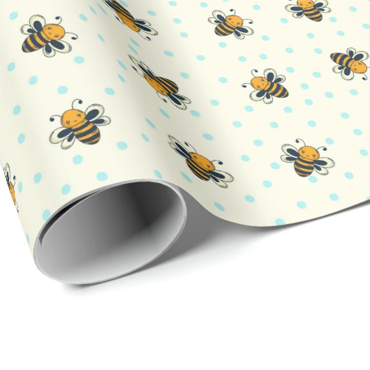 Polka Dot Honey Bees Antikes Weiß Geschenkpapier (Rolleneckpunkt)