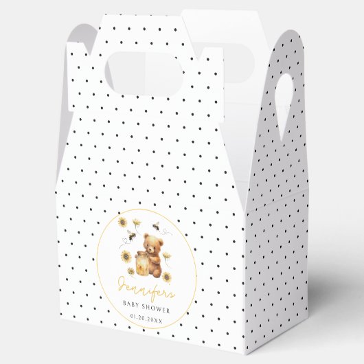 Polka dot honigbiene teddy bear baby dusche geschenkschachtel (Geöffnet)