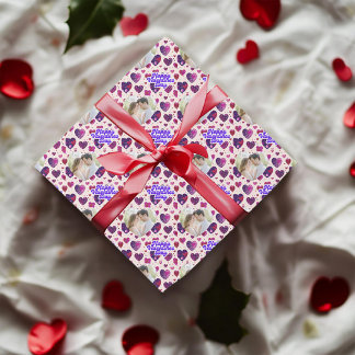 Polka Dot hört das benutzerdefinierte Foto Geschenkpapier