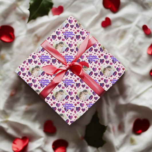 Polka Dot hört das benutzerdefinierte Foto Geschenkpapier
