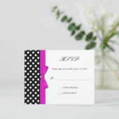 Polka Dot Hot Pink Bow Wedding Response Card RSVP Karte (Stehend Vorderseite)