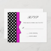 Polka Dot Hot Pink Bow Wedding Response Card RSVP Karte (Vorne/Hinten)