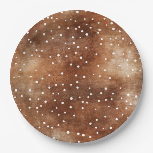 Polka-Dot in Coffee Brown und White (2) Pappteller (Vorderseite)
