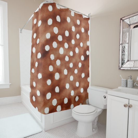 Polka-Dot in Coffee Brown und White Duschvorhang (Beispiel)