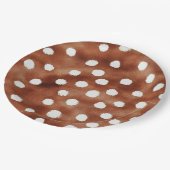 Polka-Dot in Coffee Brown und White Pappteller (Schrägansicht)