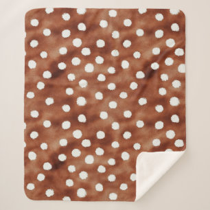 Polka-Dot in Coffee Brown und White Sherpadecke