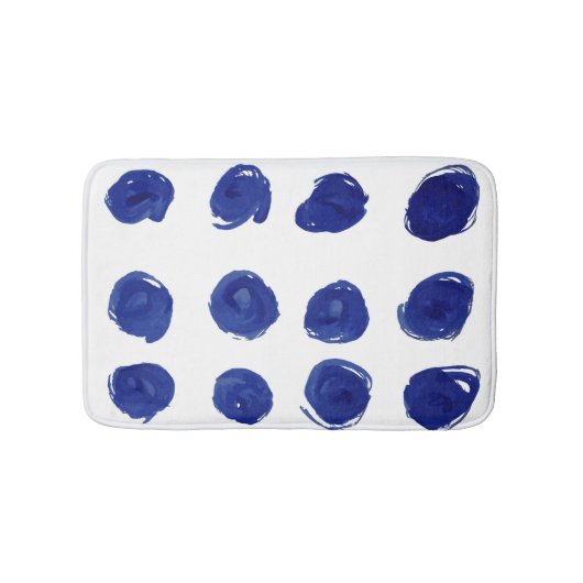 Polka dot, indigoblau Aquarell. Badematte (Vorderseite)