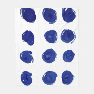 Polka dot, indigoblau Aquarell. Fleecedecke