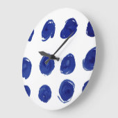 Polka dot, indigoblau Aquarell. Große Wanduhr (Winkel)