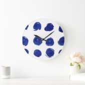 Polka dot, indigoblau Aquarell. Große Wanduhr (Zuhause)