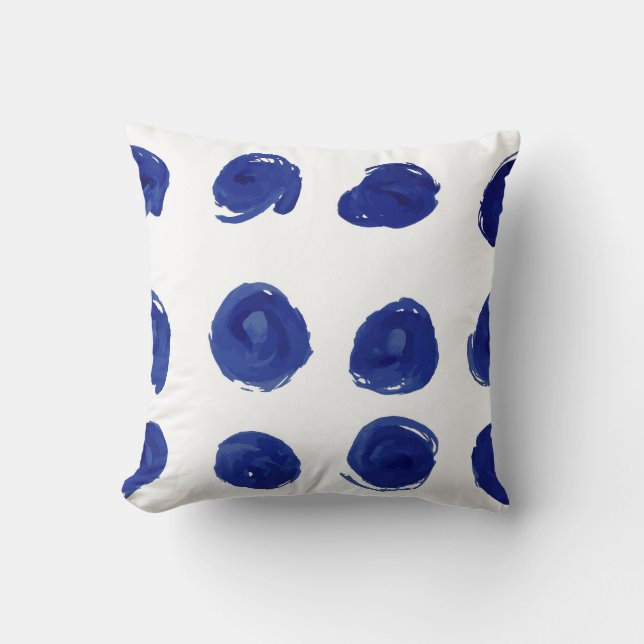 Polka dot, indigoblau Aquarell. Kissen (Vorderseite)
