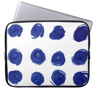 Polka dot, indigoblau Aquarell. Laptopschutzhülle