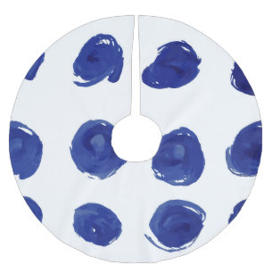 Polka dot, indigoblau Aquarell. Polyester Weihnachtsbaumdecke