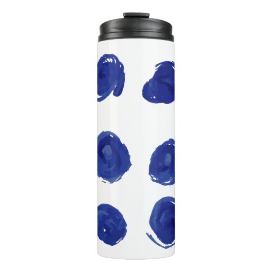 Polka dot, indigoblau Aquarell. Thermosbecher (Vorderseite)