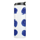 Polka dot, indigoblau Aquarell. Thermosbecher (Nach links gedreht)