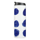 Polka dot, indigoblau Aquarell. Thermosbecher (Nach rechts gedreht)