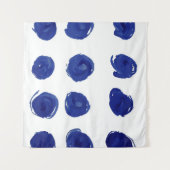 Polka dot, indigoblau Aquarell. Wandteppich (Vorderseite (Horizontal))
