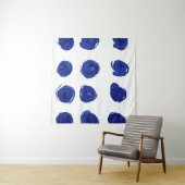 Polka dot, indigoblau Aquarell. Wandteppich (Beispiel (Horizontal))