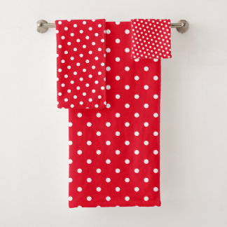 Polka Dot ist ein rotes und weißes einfaches Muste Badhandtuch Set