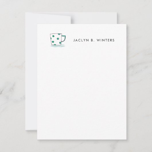 Polka Dot Kaffee Cup Wasserfarbe Mitteilungskarte (Vorderseite)