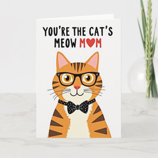 Polka Dot Katze Miaut Mama Karte (Vorderseite)