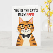 Polka Dot Katze Miaut Mama Karte (Gelbe Blume)