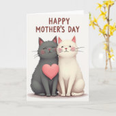 Polka Dot Katzen Muttertagskarte Karte (Gelbe Blume)