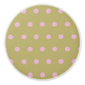 Polka Dot Keramik Knob (Gold und Pastellrosa) Keramikknauf (Vorderseite)